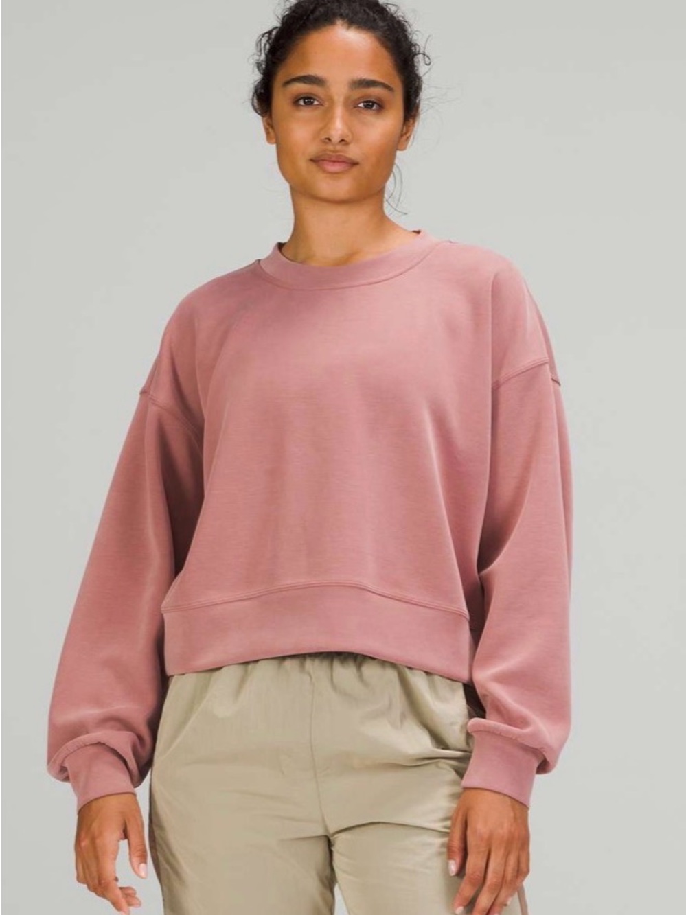 Lululemon Softstreme Perfectly Oversized Cropped Crew Sweatshirt, size 6, pink